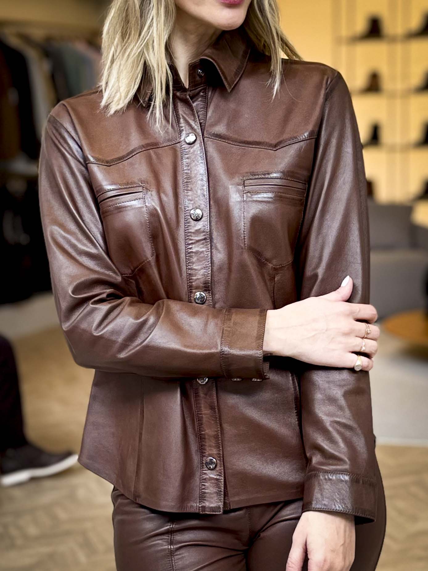 Nature Goatskin Leather Shirt