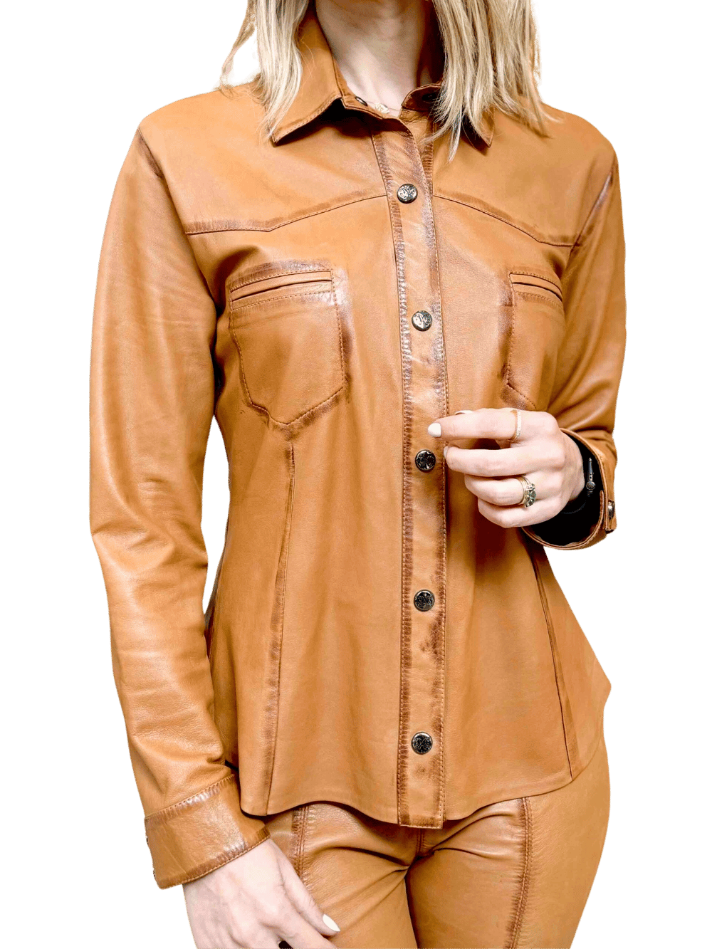 Nature Goatskin Leather Shirt