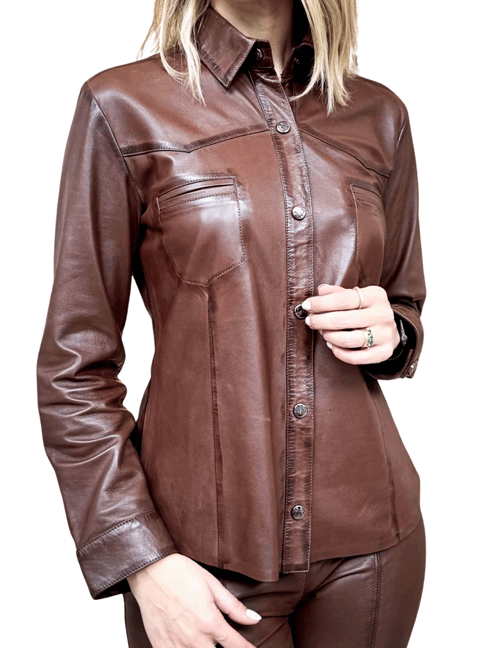 Nature Goatskin Leather Shirt