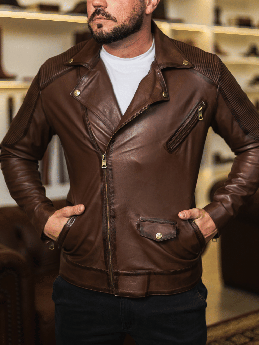Tafona Men's Goatskin Leather Jacket