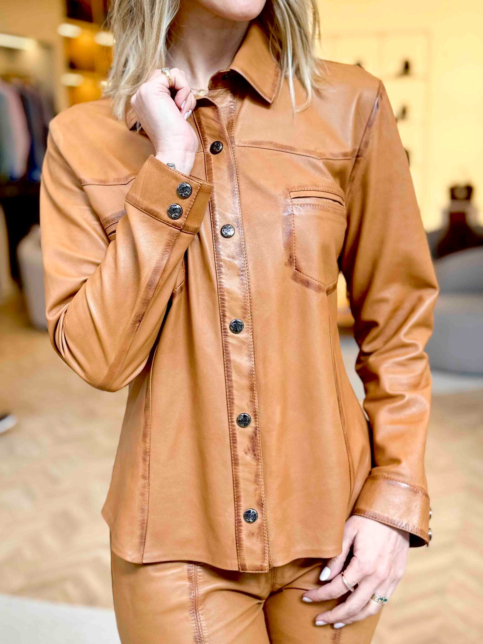 Nature Goatskin Leather Shirt