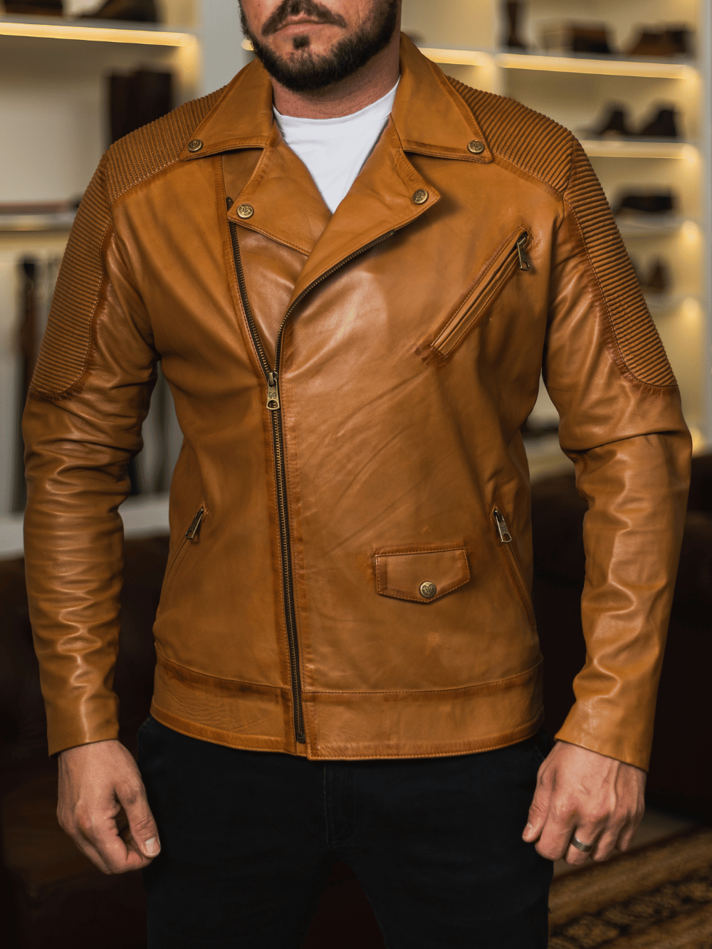 Tafona Men's Goatskin Leather Jacket