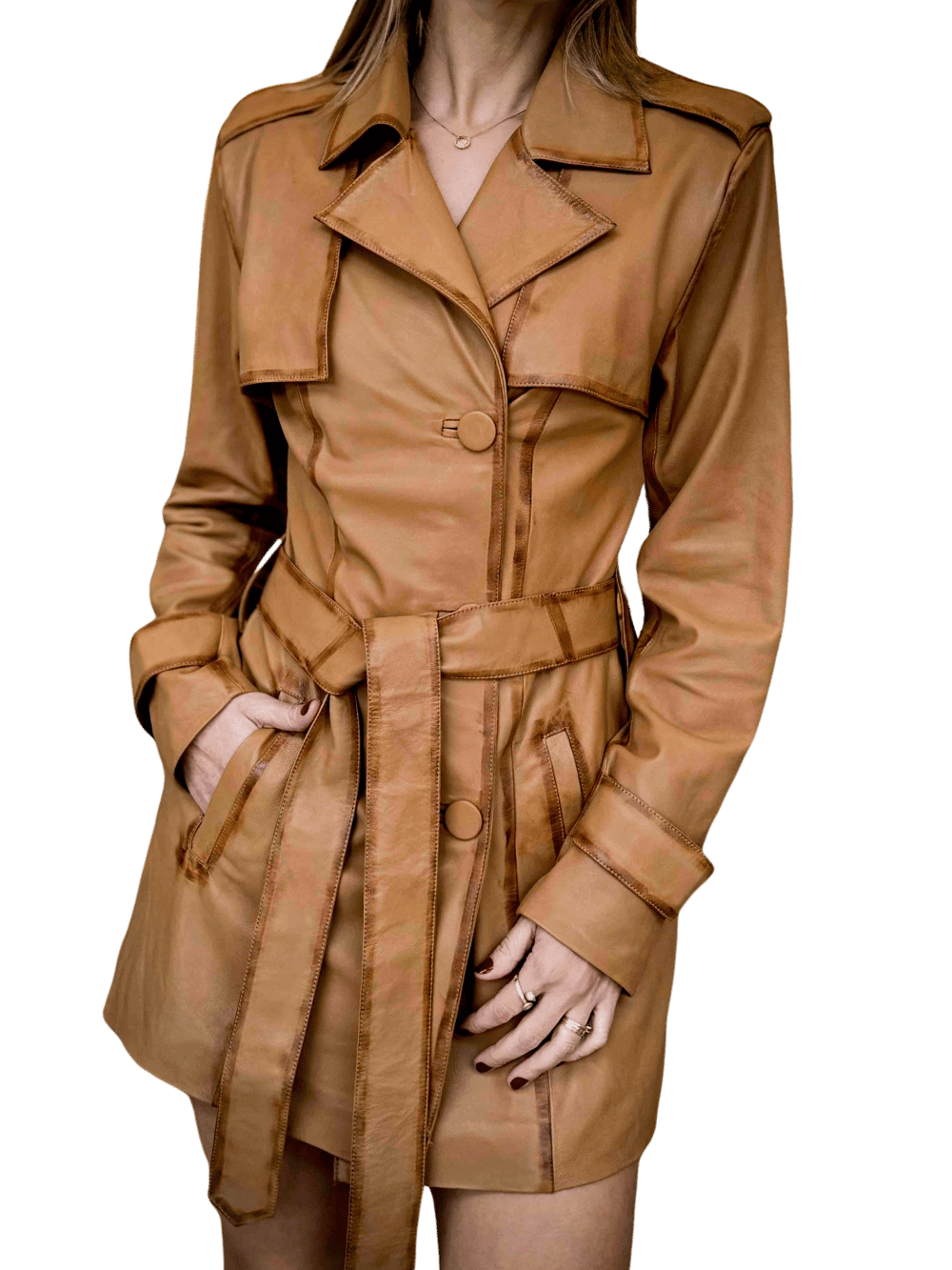 Autunno Goatskin Leather Trench Coat